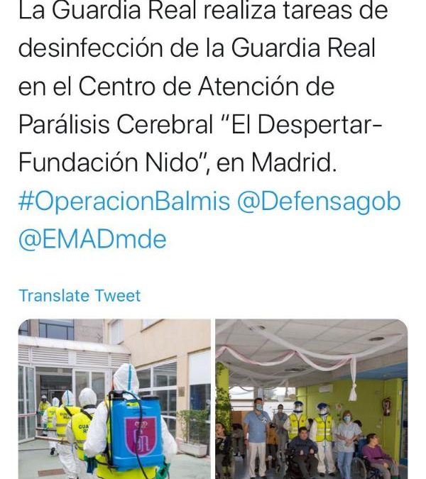 La Guardia Real realiza tareas de desinfección en la Fundación NIDO